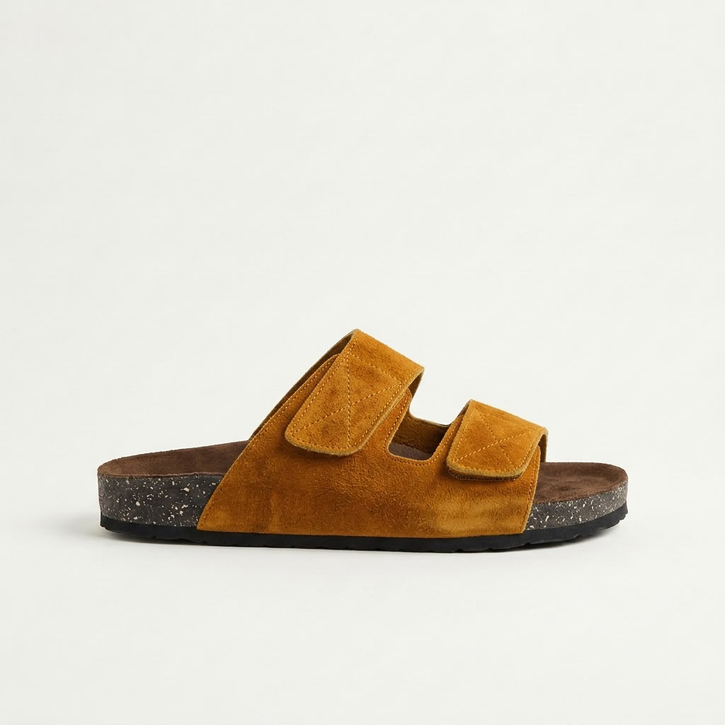 Double Strap Slides - Brown