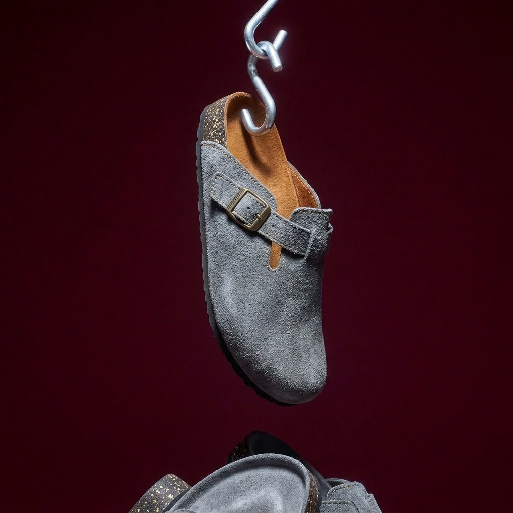 Suede Cork Clogs - Gray