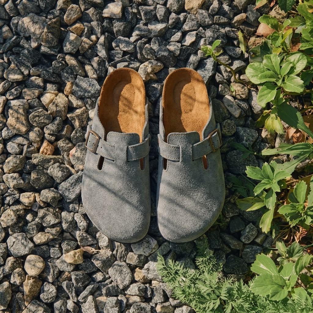 Suede Cork Clogs - Gray