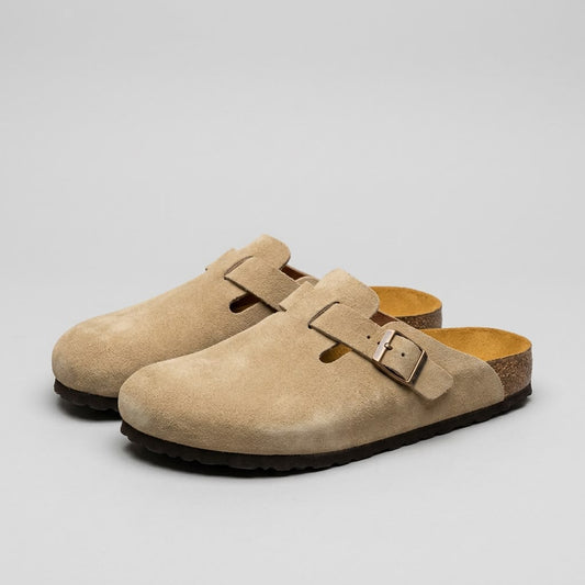 Suede Cork Clogs - Beige