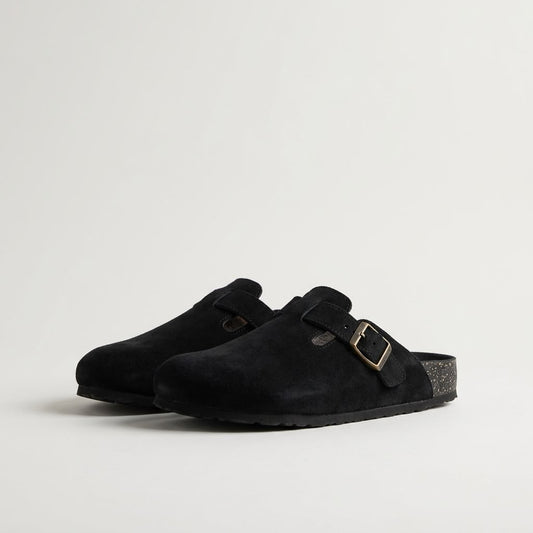 Suede Cork Clogs - Black