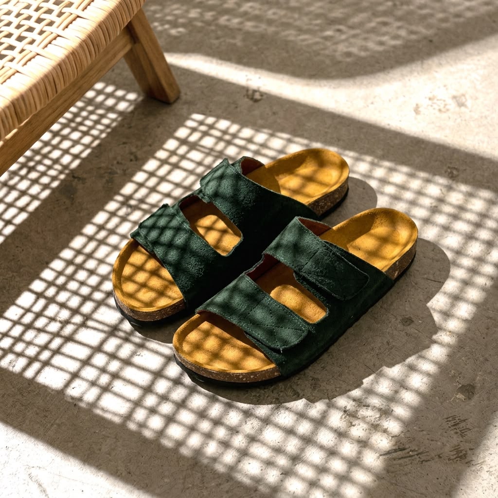 Double Strap Slides - Green