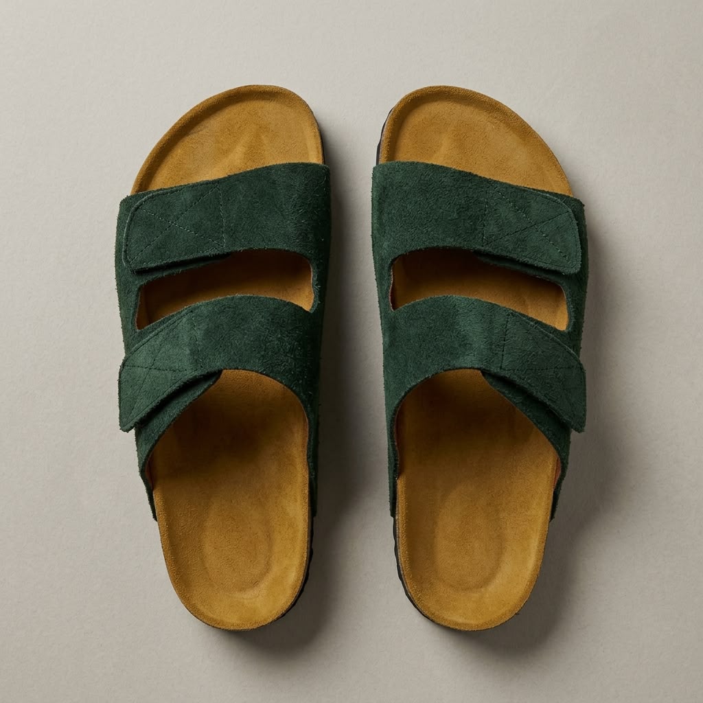 Double Strap Slides - Green