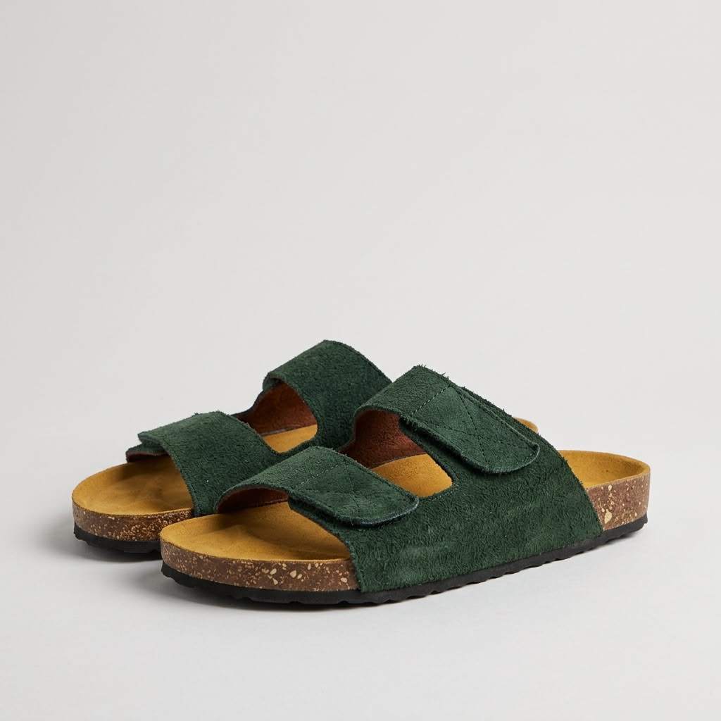 Double Strap Slides - Green