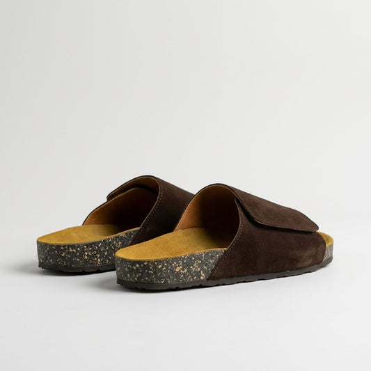 Wide Strap Cork Slides - Brown