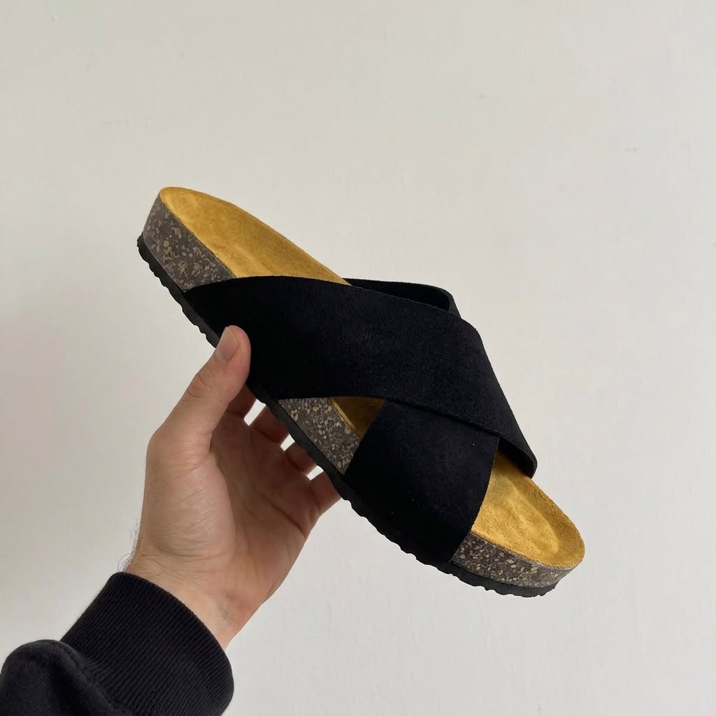 Cross Strap Cork - Black