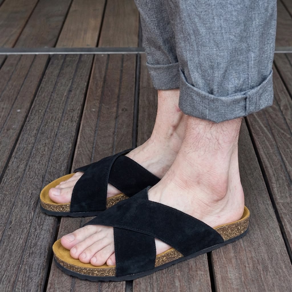 Cross Strap Cork - Black