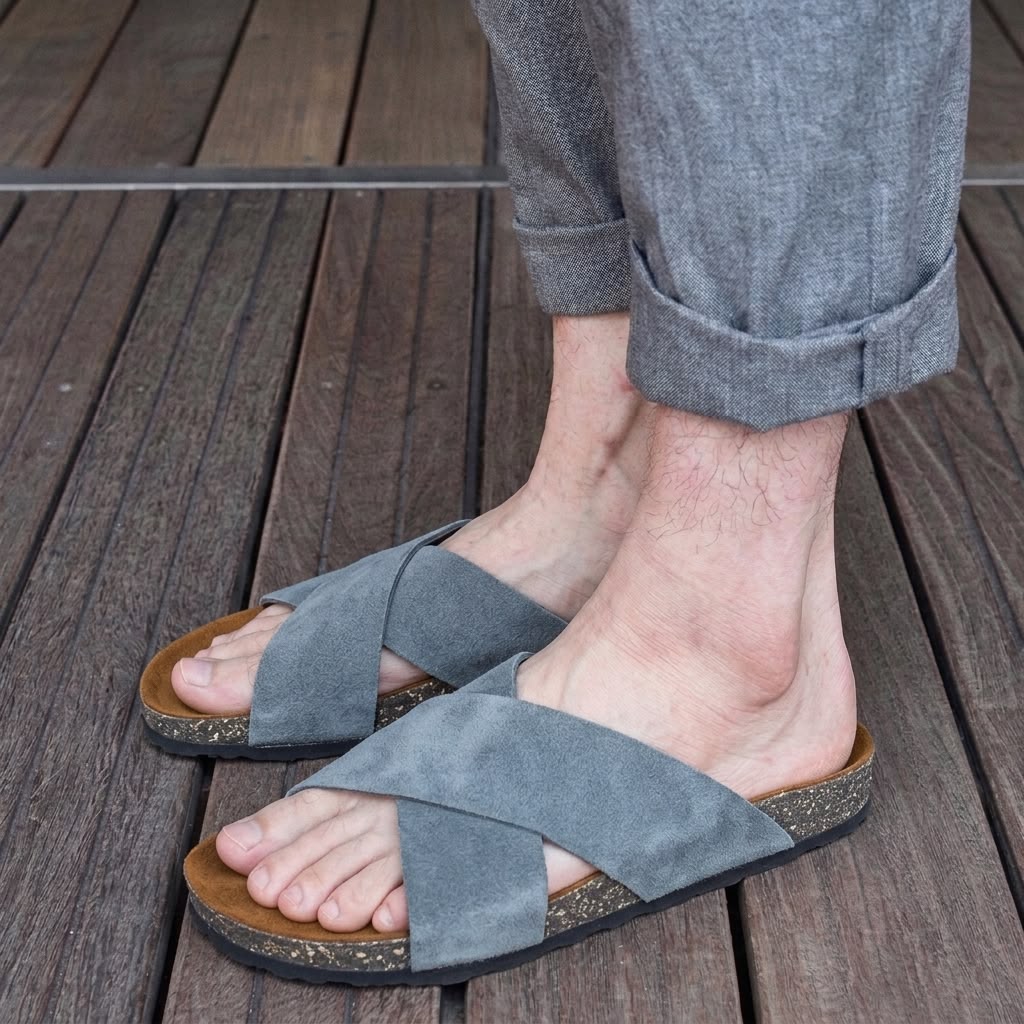 Cross Strap Cork - Gray