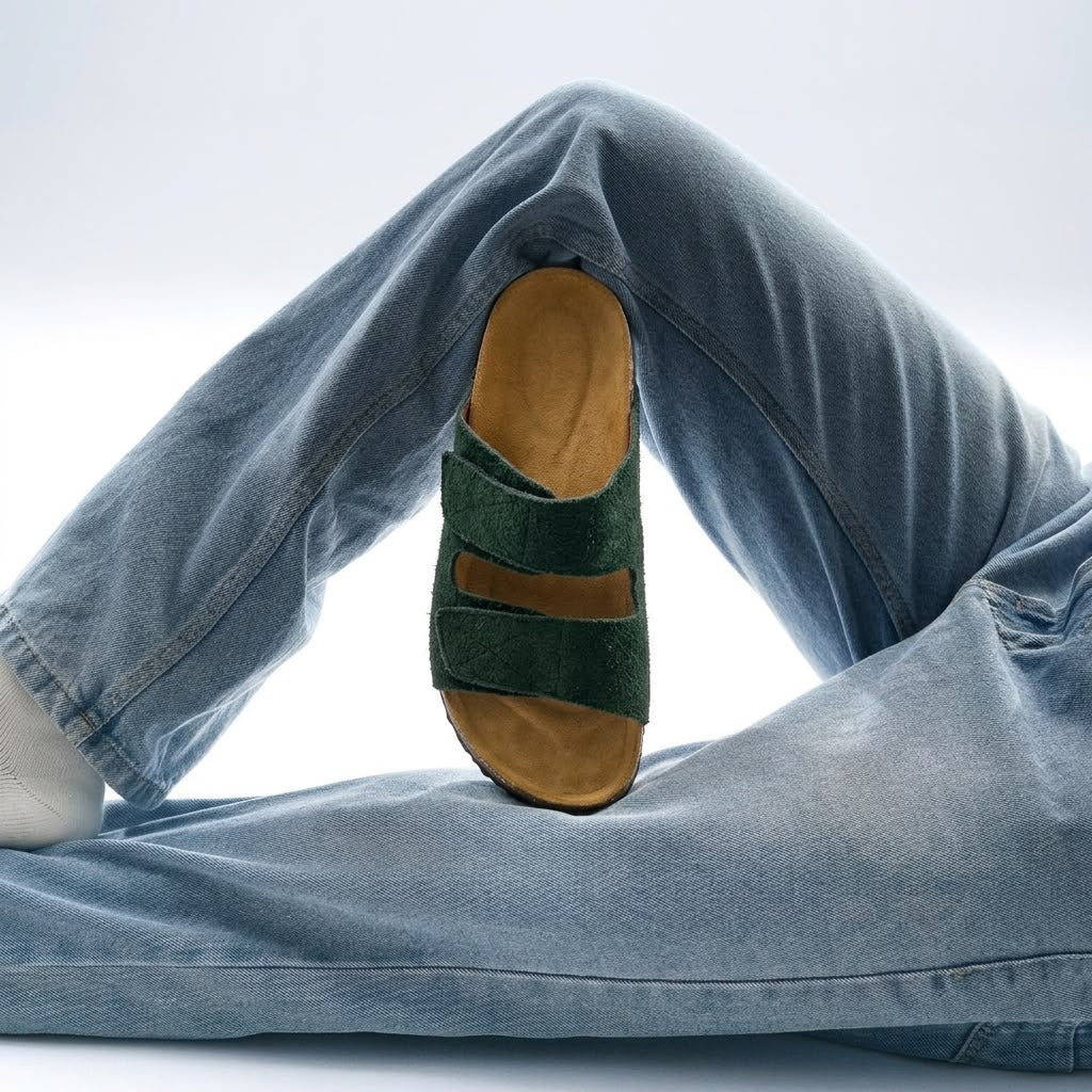 Double Strap Slides - Green