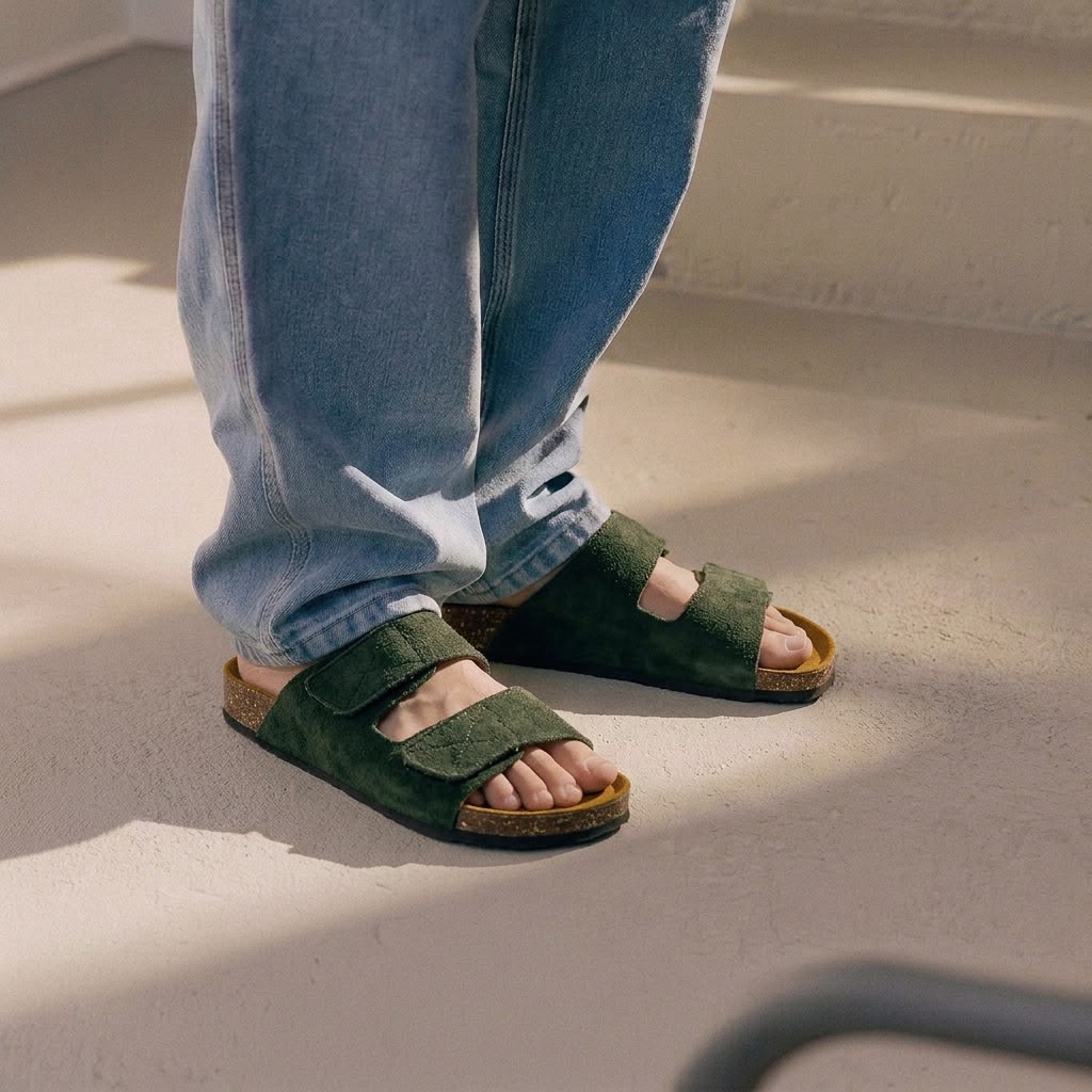Double Strap Slides - Green