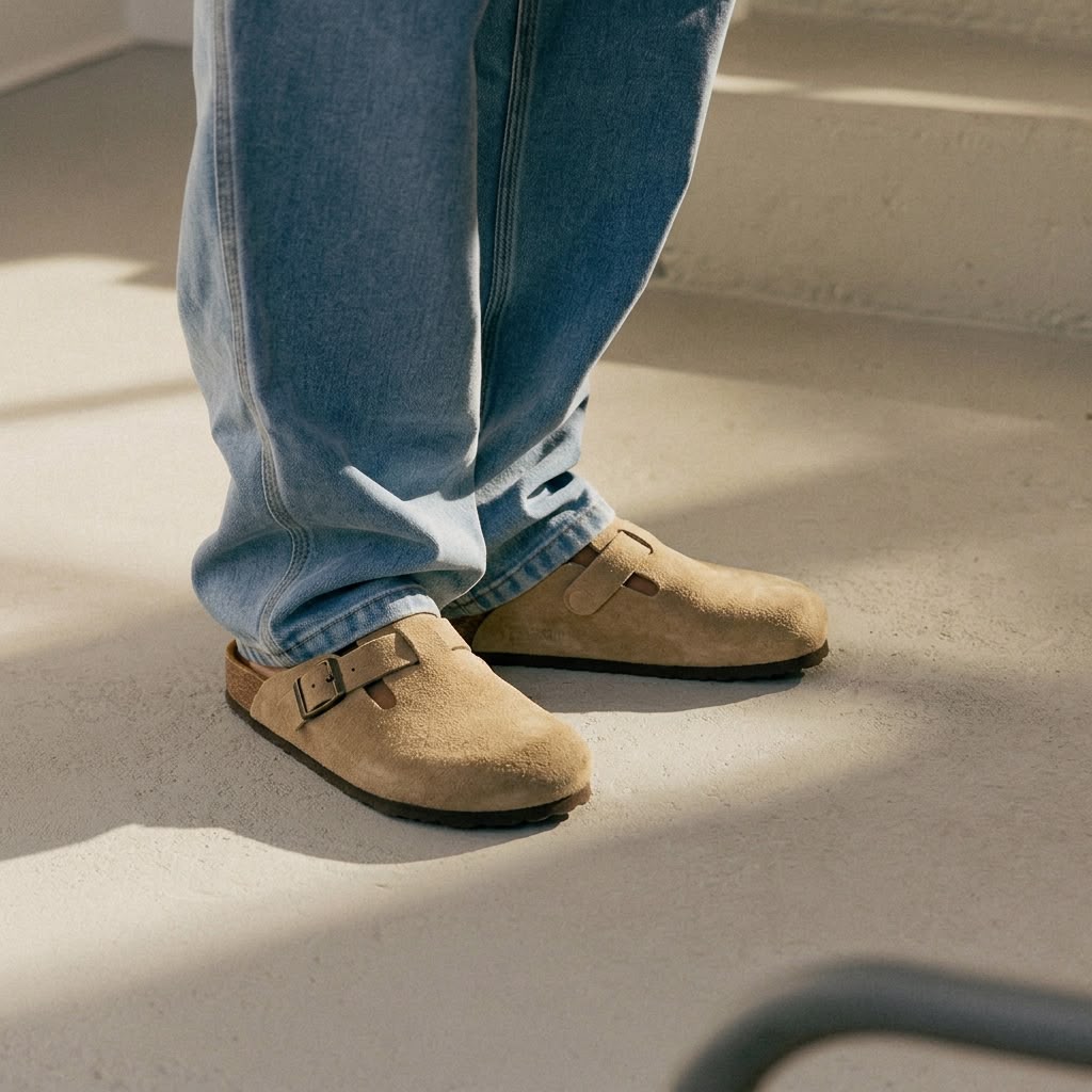 Suede Cork Clogs - Beige