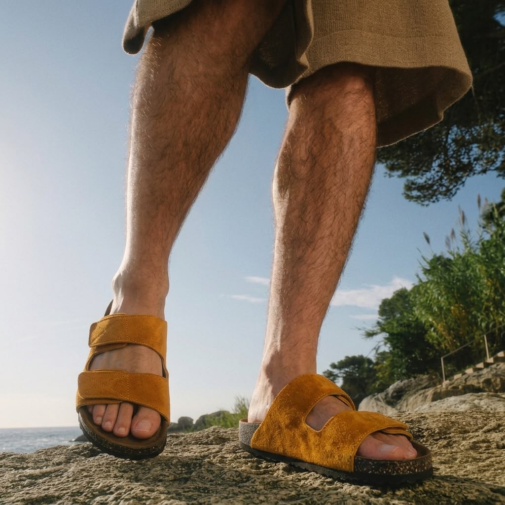 Double Strap Slides - Brown