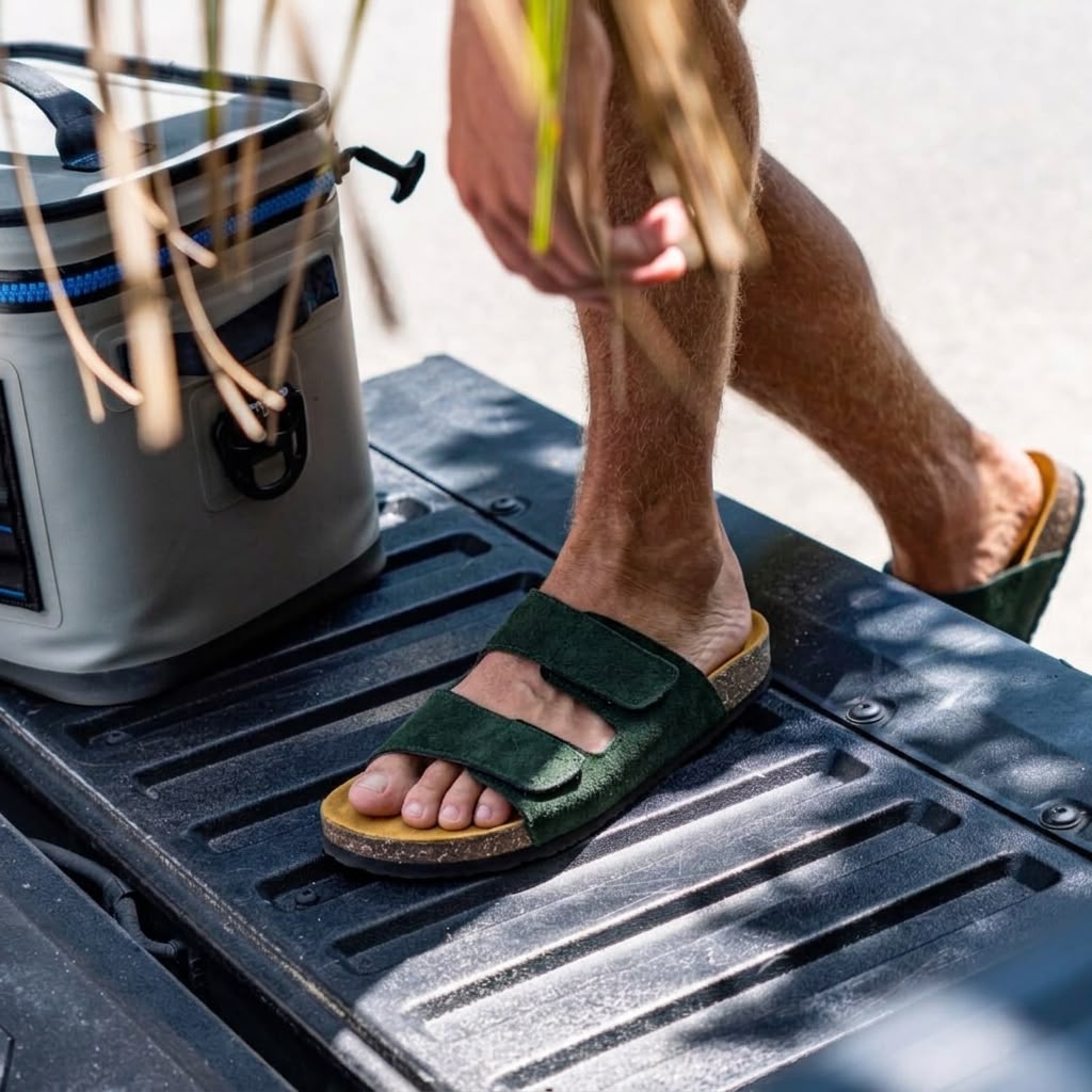 Double Strap Slides - Green