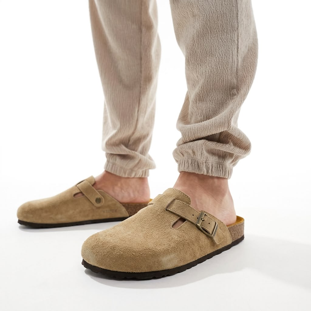 Suede Cork Clogs - Beige