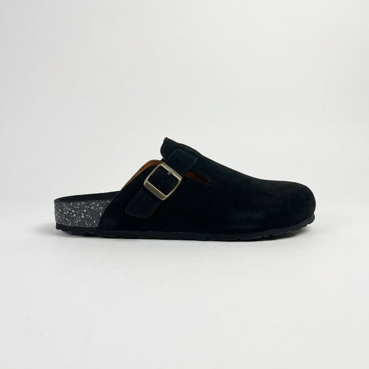 Suede Cork Clogs - Black