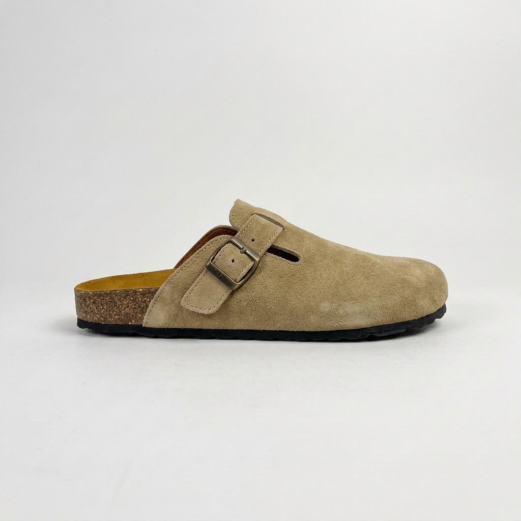 Suede Cork Clogs - Beige