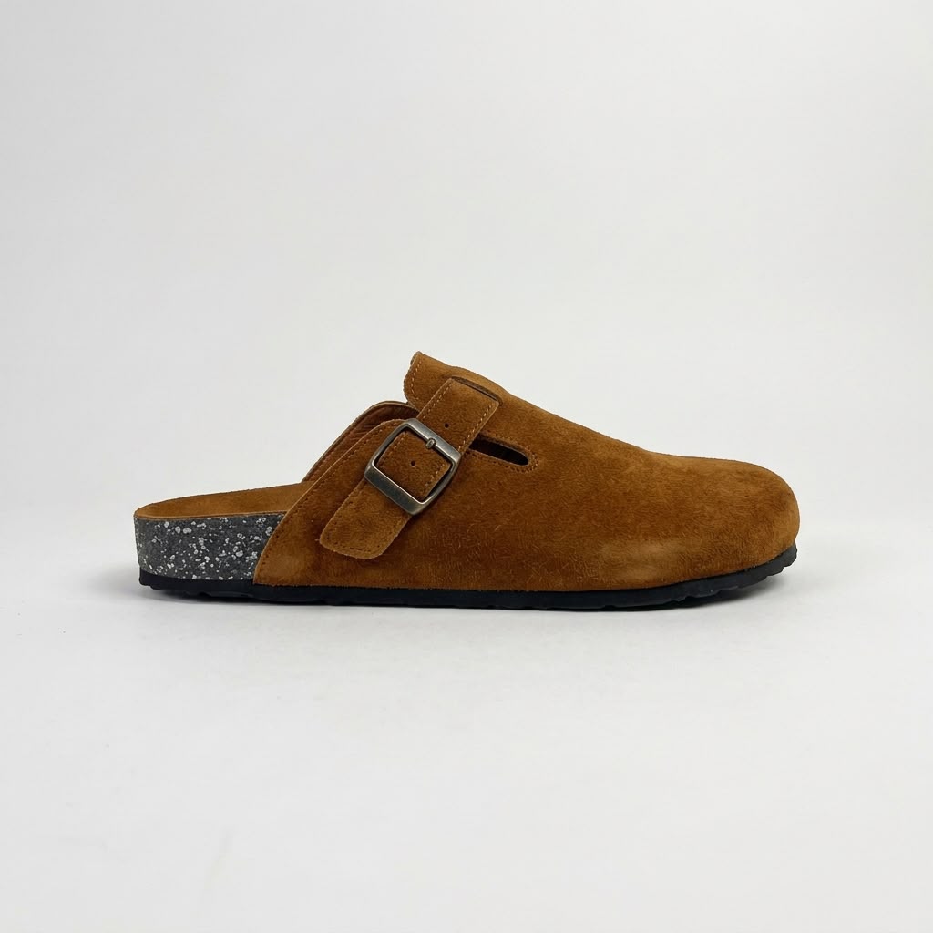Suede Cork Clogs - Brown