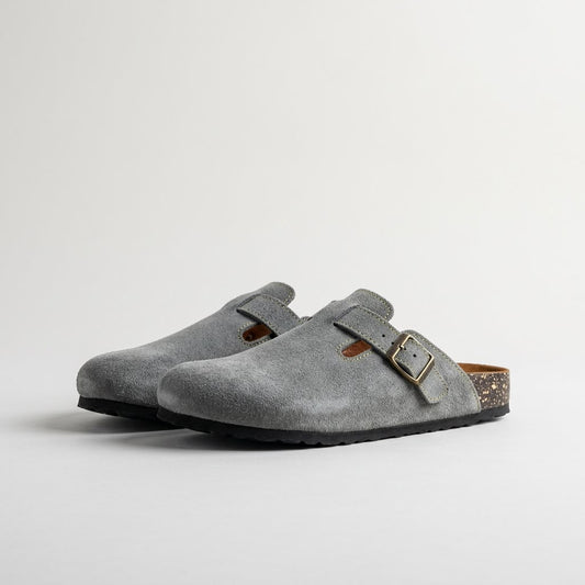 Suede Cork Clogs - Gray