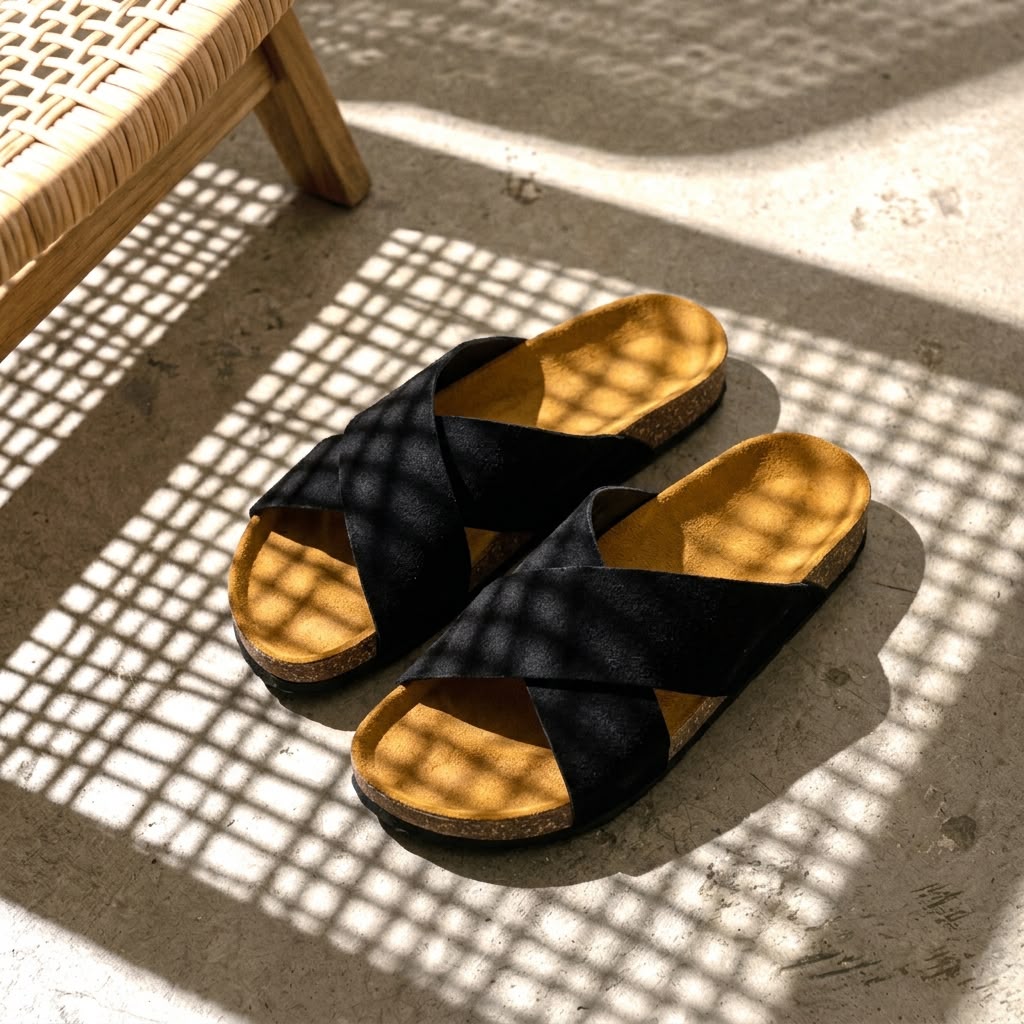 Cross Strap Cork - Black