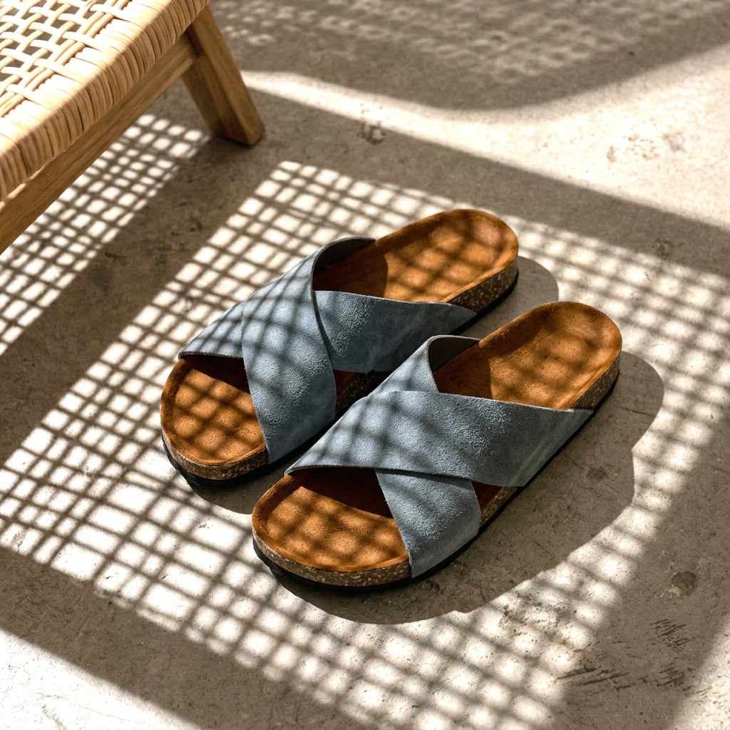 Cross Strap Cork - Gray