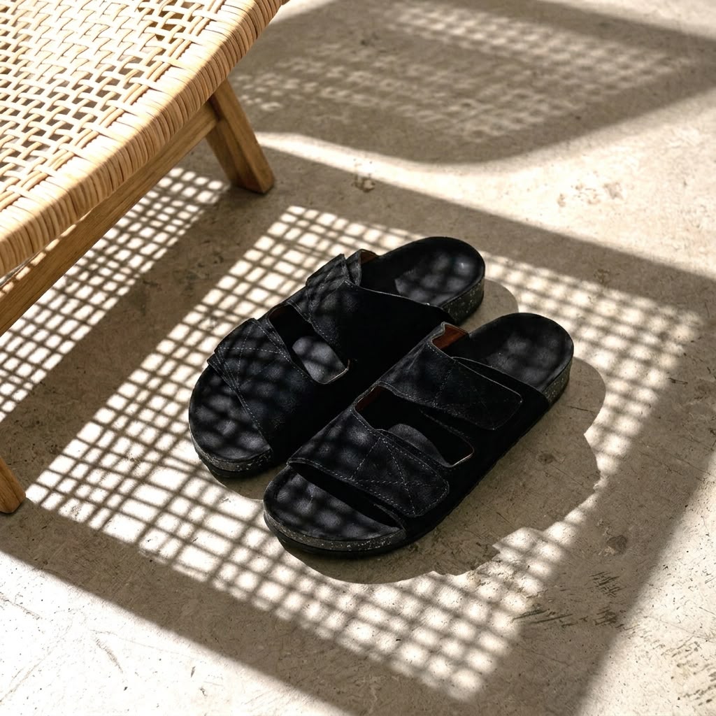 Double Strap Slides - Black