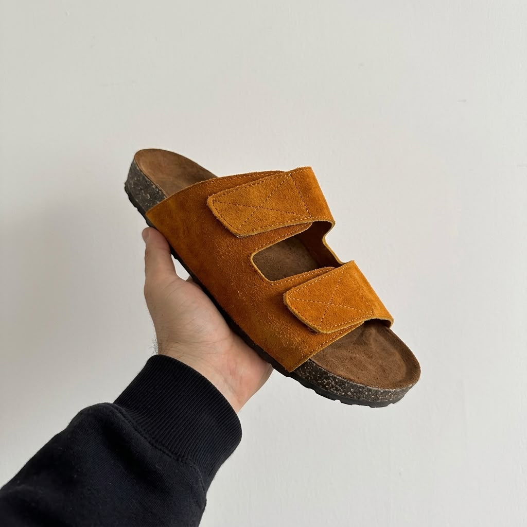 Double Strap Slides - Brown