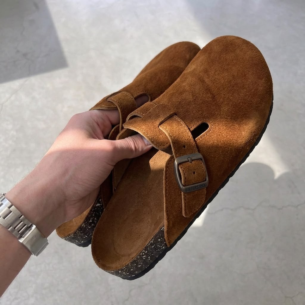 Suede Cork Clogs - Brown