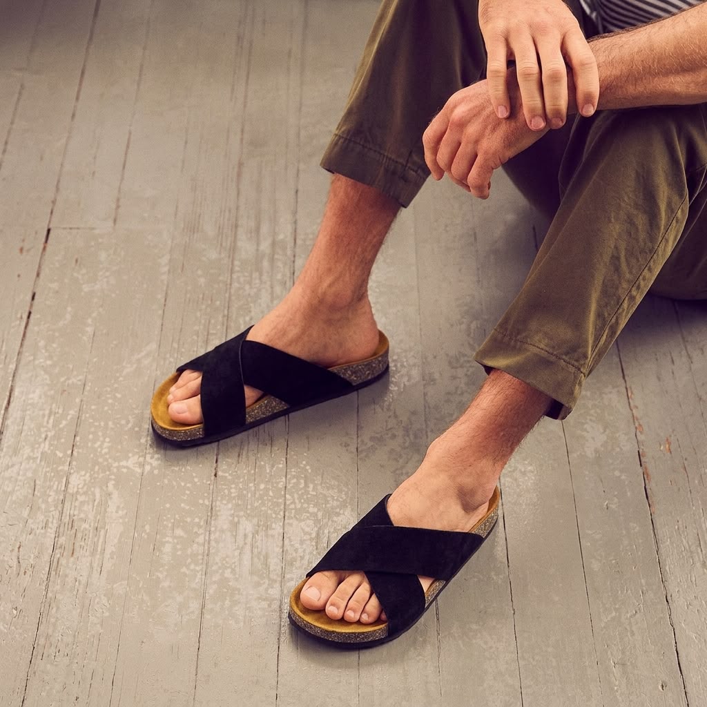 Cross Strap Cork - Black