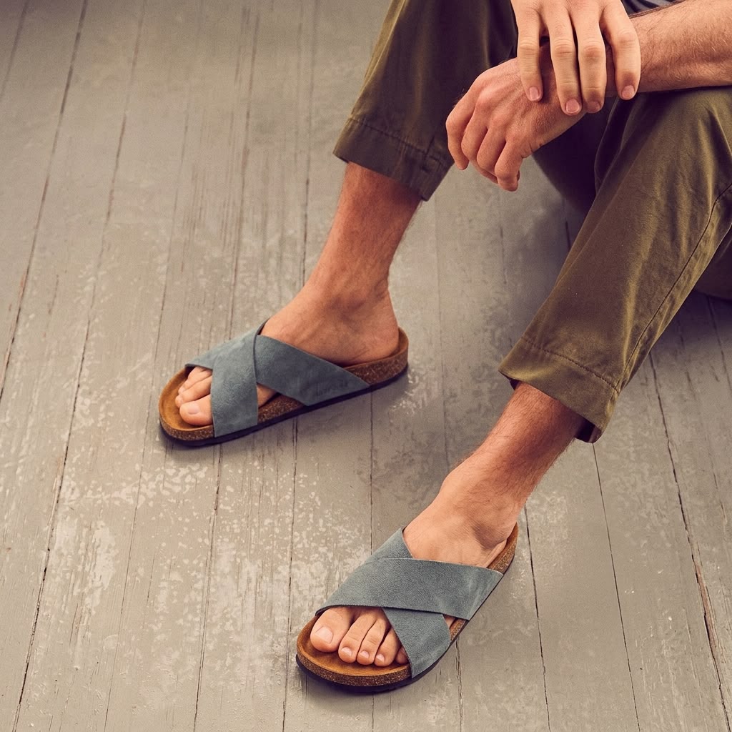 Cross Strap Cork - Gray