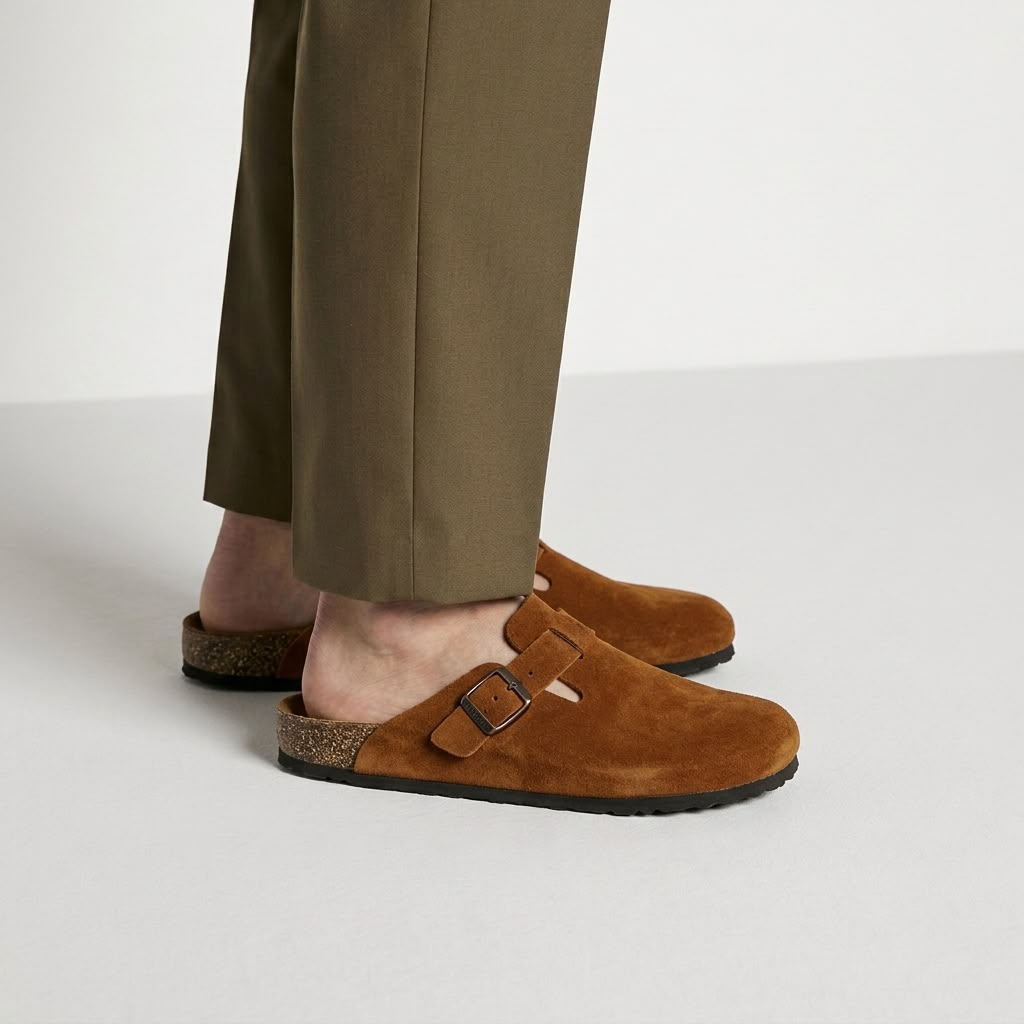 Suede Cork Clogs - Brown